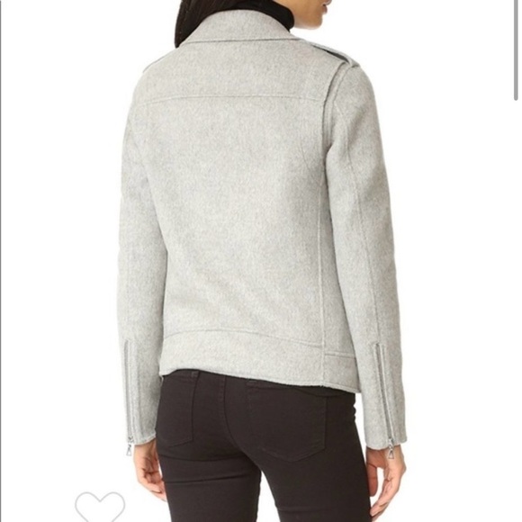 NWT Theory wool cashmere moto jacket zip snap buckle belt gray Tralsman DF large - Picture 12 of 16